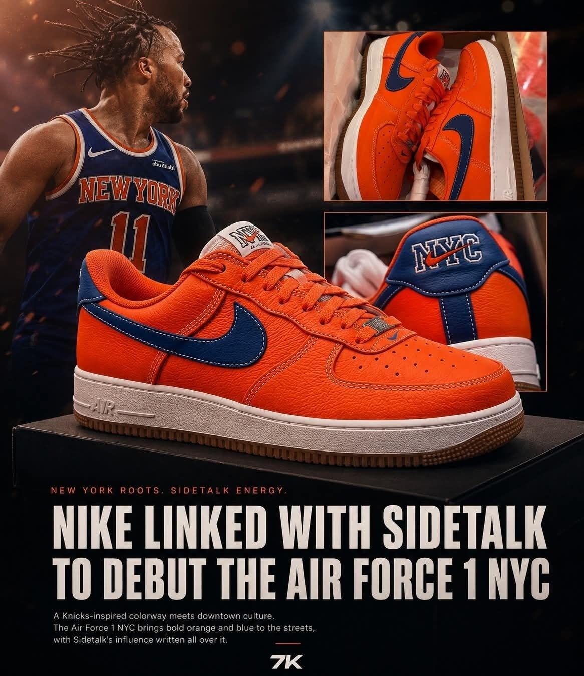 纽约魂直接焊死!Nike x Sidetalk 尼克斯AF1,橙蓝撞色太顶了